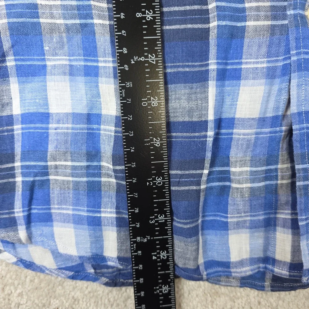 Polo Ralph Lauren Button Down Mens XL Blue White Plaid 100% Linen Classic Fit